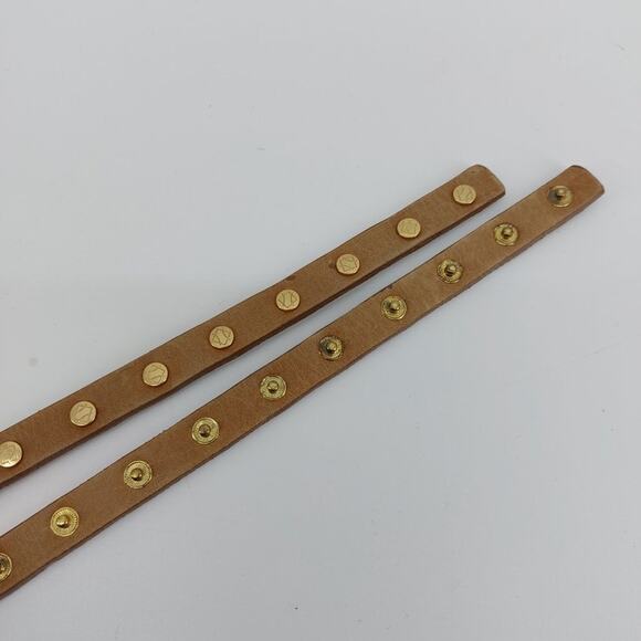 Women's Brown Leather Fashion Button Belt Dress Snap Button Gold Tone One Size - Picture 4 of 12